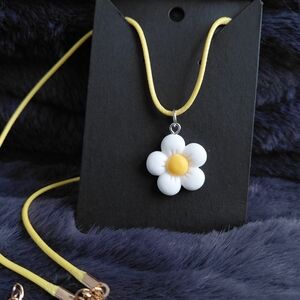 Yellow and White Daisy Pendant Necklace